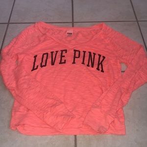 VS pink long sleeve V neck tee